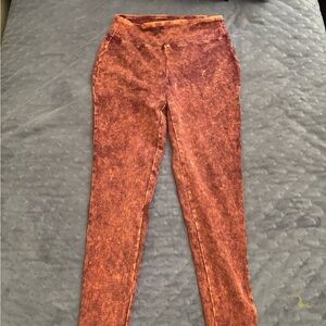 Zenana Outfitters Rust Acid Wash Leggings